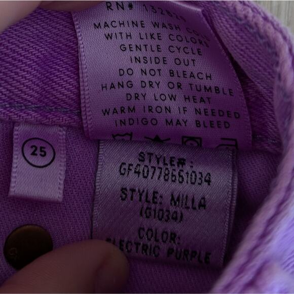Grlfrnd Milla 100% Cotton Denim Mini Skirt in Electric Purple, size 25 - Picture 8 of 9